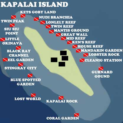 Kapalai dive sites map