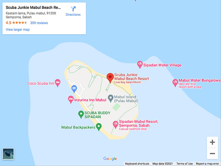 scuba junkie mabul beach resort map
